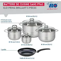 Elo Ensemble de 1 Poêle de cuisson 24 cm et 4 faitouts 12, 16, 20 et 24 cm Prima Brillant