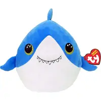 TY Squishy Beanies, Finsley, Shark, différentes tailles : , Finsley - environ 25 cm