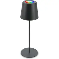 B.K.Licht lampe de table sans fil, tactile, lumière multicolore RGB+W, hauteur réglable, anthracite, dimensions : Ø36 x 10,5 cm