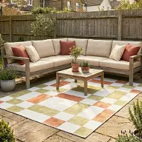 FRAAI Volero - Tapis d'extérieur vert - Pop Cubes Terracotta - 160x230 cm
