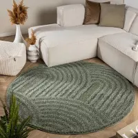 FRAAI Tapis rond scandinave - Lova Arches Vert | Ø 120cm | Rond | Pile haute