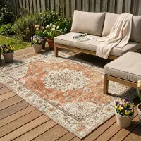 FRAAI Tapis d'extérieur vintage - Santo Medallion terra | 80x150 cm | Rectangulaire |