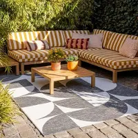 FRAAI Tapis d'extérieur - Summer Shapes Gris | 120x170 cm | Rectangulaire | Tissage plat