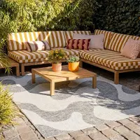 FRAAI Tapis d'extérieur - Summer Swirl Gris | 80x150 cm | Rectangulaire | Tissage plat