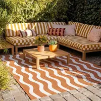 FRAAI Tapis d'extérieur - Summer Waves Terracotta | 160x230 cm | Rectangulaire | Tissage plat