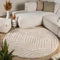FRAAI Tapis rond scandinave - Lova Arches Beige | Ø 100cm | Rond | Pile haute
