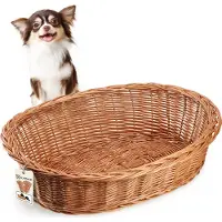 Kadax lit pour chiens et chats en osier, lit pour animaux domestiques en couleur naturelle, lit pour chiens (11x50x38cm)