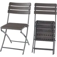 En.casa Ensemble de chaises pliantes 'Lillestrøm' 2 pièces, structure métallique 81 x 58 x 46 cm, aspect bois, brun foncé