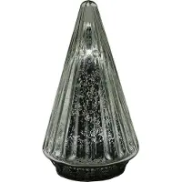 Clayre & Eef Décoration de Noël avec éclairage LED Sapin de Noël Ø 11x19 cm Argenté Verre