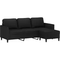 vidaXL Canapé 3 places avec pouf Noir 180 cm Similicuir