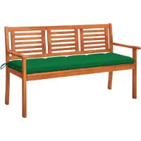 vidaXL banc de jardin 3 places avec support 150 cm en bois massif d'eucalyptus