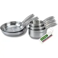 Fackelmann Batterie de cuisine avec 2 poêles 24/26 cm et 3 casseroles 14/18 cm en inox sans PFAS Vita3