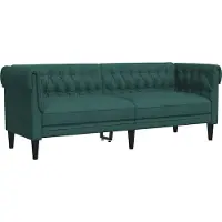 vidaXL Canapé Chesterfield 3 places vert foncé Tissu