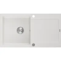Mexen Leo évier 1 bac en granit avec égouttoir 900 x 500 mm, blanc - 6501901010-20