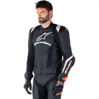 Alpinestars Veste En Cuir Missile V3 Ignition Black White, Taille: 46