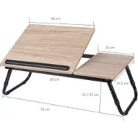 DOCHTMANN Table pour ordinateur portable bois moderne, métal 58 x 38 x 21cm
