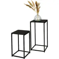 Spies Online Set de 2 tables d'appoint - Design minimaliste en métal - Tables basses modernes en 74 cm & 54 cm de hauteur - Tables de salon - Noir