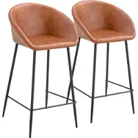 Happy Garden Lot de 2 tabourets de bar en simili cognac ACHILLE