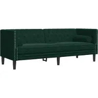 vidaXL Canapé Chesterfield avec traversins 3 places vert foncé velours