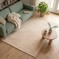 FRAAI Tapis scandinave - Charm Waves Beige | 120x170 cm | Rectangulaire | Pile courte