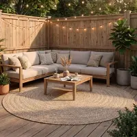 Studio Clarice Tapis d'intérieur et d'extérieur rond - Bali Beige | Ø 100 cm | Rond | Tissage plat