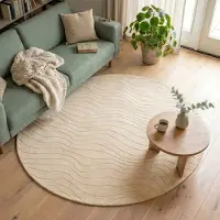 FRAAI Tapis scandinave rond - Charm Waves Beige | Ø 80 cm | Rond | Pile courte