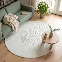 FRAAI Tapis scandinave rond - Charm Curves Blanc | Ø 100 cm | Rond | Pile courte