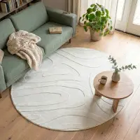 FRAAI Tapis scandinave rond - Charm Shapes Blanc | Ø 80 cm | Rond | Pile courte