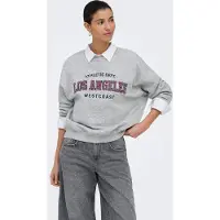 JDY Sweat-shirt 'JDYMesa' gris / rose foncé / noir / blanc