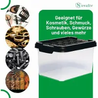 Novaliv 3x boîtes de rangement avec couvercle petit 2 L anthracite Boîtes en plastique empilables Nestbar avec fermeture à clip plastique BPA-free 19 x 14 x 11 cm