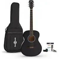 Gear4Music Guitrare Électro-Acoustique dÉtude Gaucher et Accessoires par Noir
