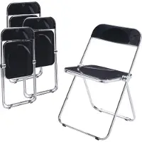 En.casa Chaise pliante 'Pornainen' set de 4 pièces structure acier noir