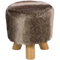Beliani Tabouret imitation fourrure / hévéa marron-beige TOPEKA
