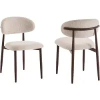 Furnihaus Chaises de salle à manger Celia, couleur beige, bois de noyer, modèle Santi, lot de 2 – Chaises de salle à manger confortables de style japonais