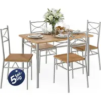 Casaria Ensemble Paul" hêtre table et chaises 5 pièces"