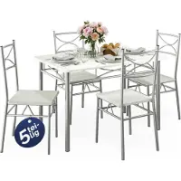 Casaria Ensemble table et chaises Paul" blanc écru 5 pièces"
