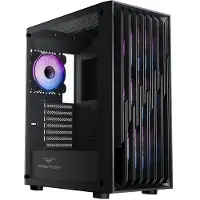 Preyon Boîtier PC gaming Nest Quarry – Tour midi E-ATX avec 4 ventilateurs ARGB PWM 120 mm – Conception silencieuse, verre trempé, USB-C, filtre à poussière, noir