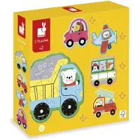 Janod 5 puzzles évolutifs sur le thème des véhicules