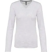 Kariban Pack 10 T-SHIRT COL V MANCHES LONGUES FEMME Ash Heather - Kariban K382 - Taille S