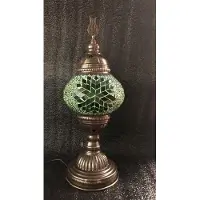 Halay Lampe d'ambiance turque faite main, verte, avec mosaïque Lampe de nuit Lampe de table orientale de conte de fées