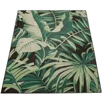 Paco Home Tapis d'extérieur résistant aux intempéries Balcon Palmiers Jungle Motif floral Boho Vert Taille 280x380 cm