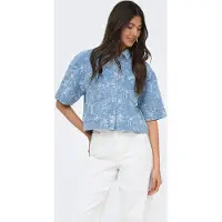 ONLY Chemisier 'ONLCleo-Aude' bleu denim / blanc
