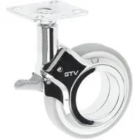 OEM GTV - Roulettes pour meubles GIRA | Roulettes pivotantes | Roulettes pour meubles | Avec frein | Diamètre 75 mm | En plastique et acier | Chromées + gris mat