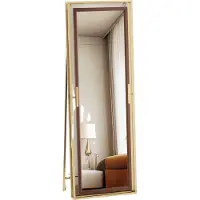 Happyment Miroir pleine longueur 160 cm – Sur pied ou fixation murale – Cadre en acier – Pour chambre à coucher, salon et dressing