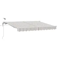 vidaXL , store enroulable extensible, gris clair et blanc, 400 x 350 cm, polyester