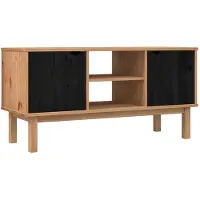 vidaXL Meuble TV OTTA 113,5 x 43 x 57 cm Noir Bois de pin massif