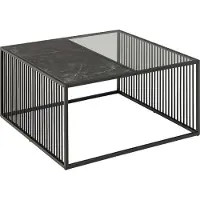 Actona Strington table basse 80x80 cm verre enfumé, noir marbréReproduction.