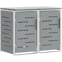 vidaXL : Boîte de rangement pour poubelles, pour 2 bacs de 240 litres, en acier inoxydable, couleur gris