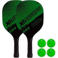 Softee Lot de 2 raquettes de pickleball en bois avec 4 balles Verde ÚNICA