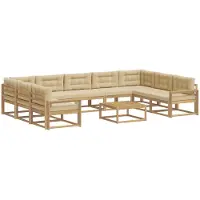 vidaXL Ensemble de canapés d'extérieur avec coussins, 10 pièces, blanc et beige